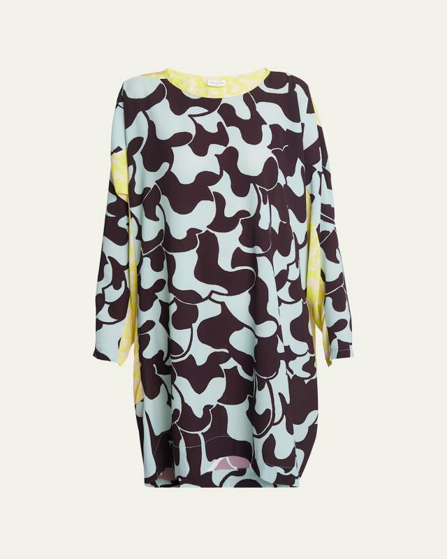 Daias Long-Sleeve Multi-Print Dress